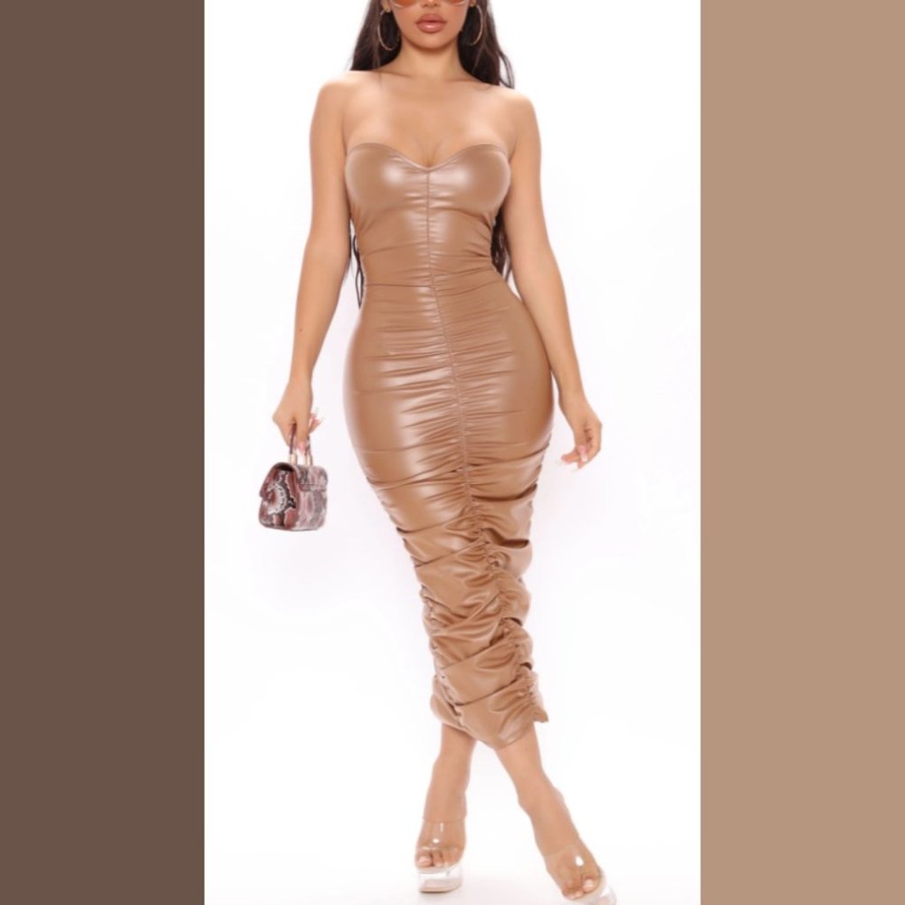 Faux Leather Midi Dress - Fashion Nova